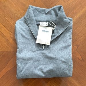 Frank and Oak - Half Zip Hybrid Mockneck in heather grey